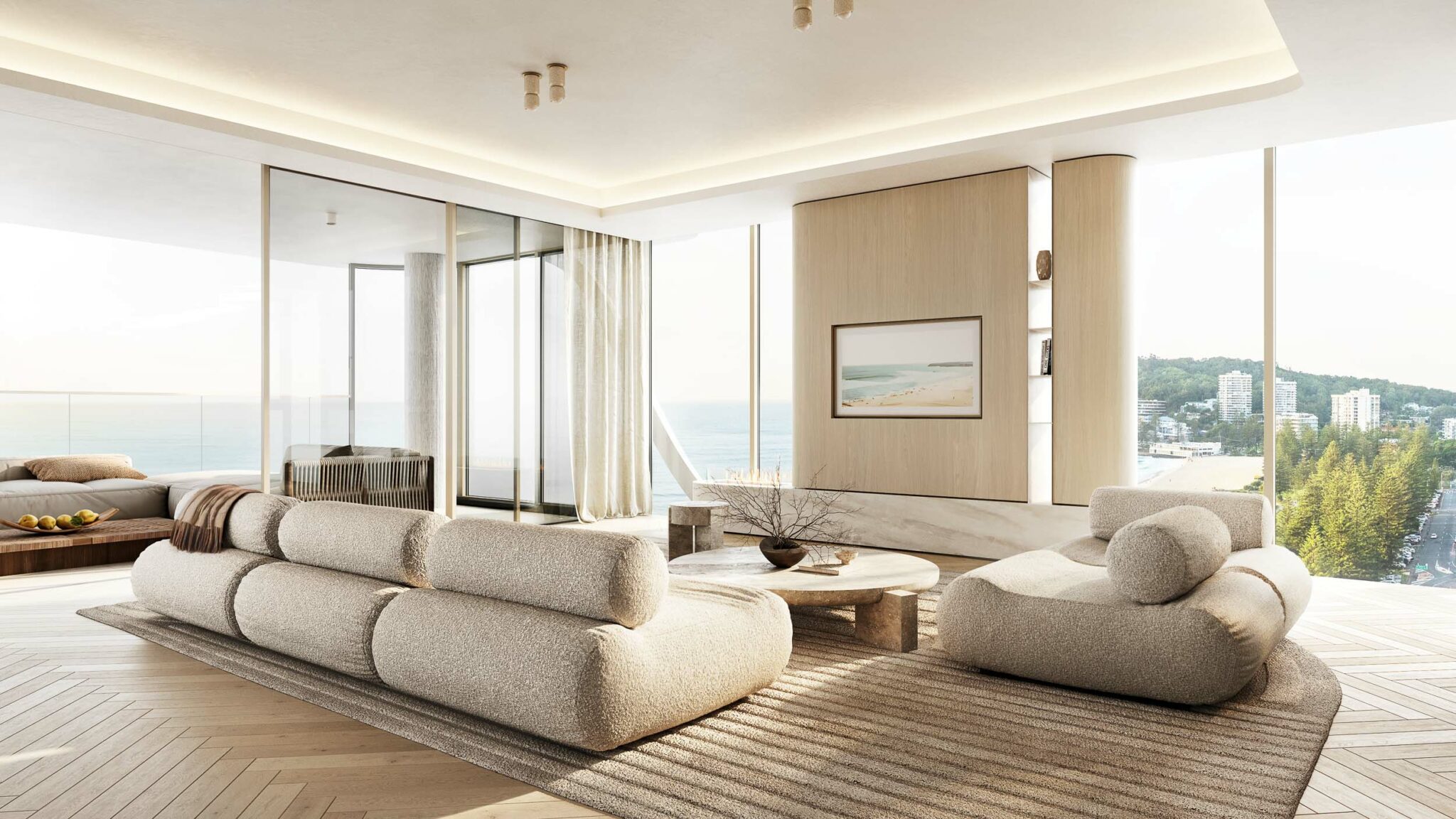 Living room at One Burleigh, designed by Sici